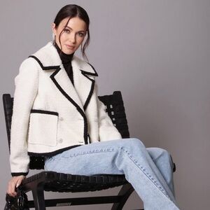 Avec Les filles contrast trim wool blend tweed jacket